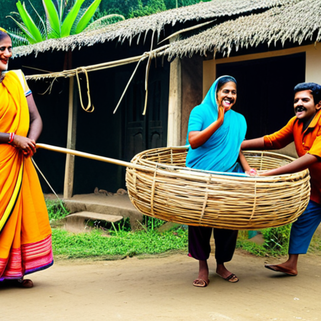 행복을 위한 유튜브 채널 추천 - **Bengali Comedy Scene:** A vibrant and humorous scene depicting everyday life in a Bengali village....