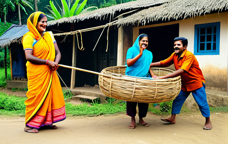 행복을 위한 유튜브 채널 추천 - **Bengali Comedy Scene:** A vibrant and humorous scene depicting everyday life in a Bengali village....