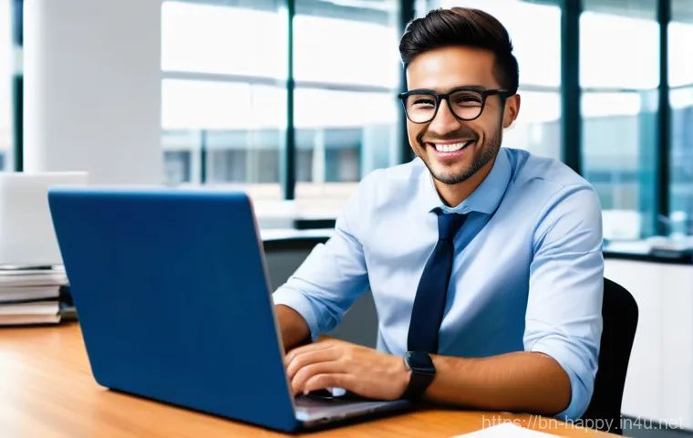 행복한 직장 생활을 위한 팁 - **Prompt 1: The Joy of Accomplishment**
"A young professional, dressed in a smart business casua...