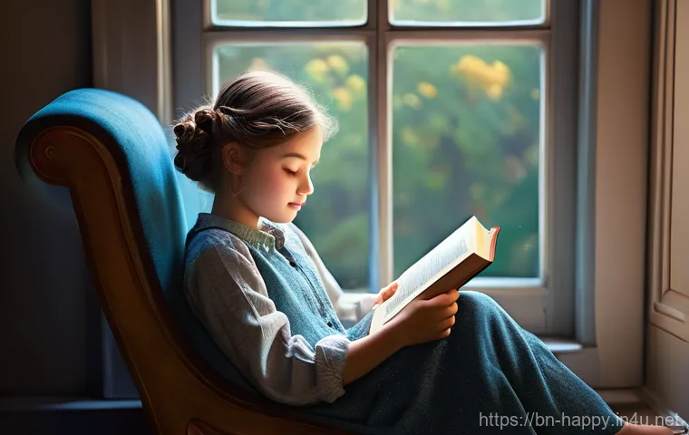 행복을 위한 독서 습관 - **Prompt:** "A young person (15-18 years old), dressed in comfortable, modest everyday clothing, is ...